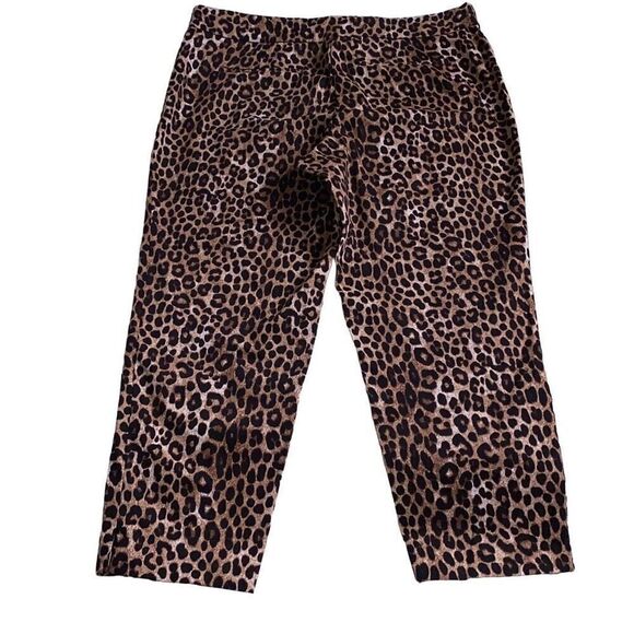 Michael Kors NWT MobWife Leopard Print Pants Tummy Control Cotton Dark Camel 18 - Picture 2 of 9